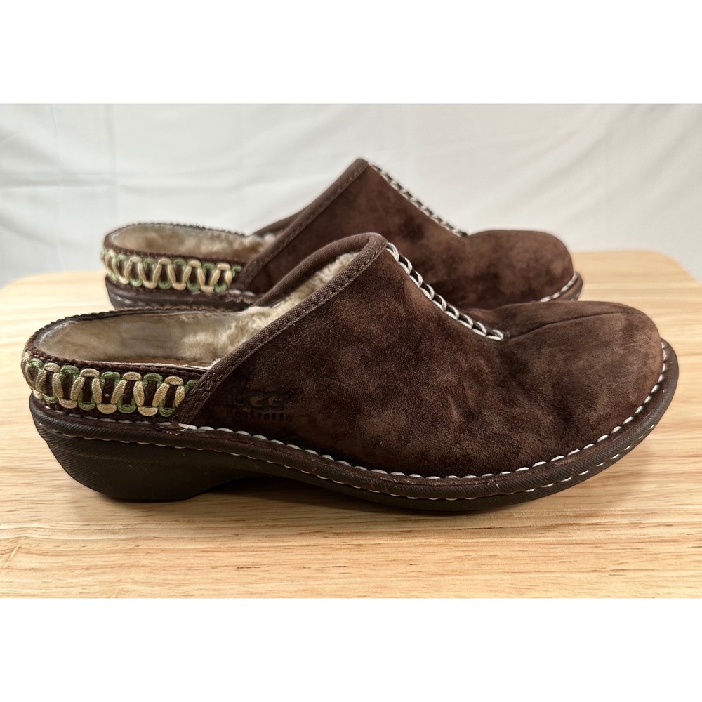 UGG Australia Womens Kohala Suede Mules Clogs 7 Shearling Lining Brown Slip On